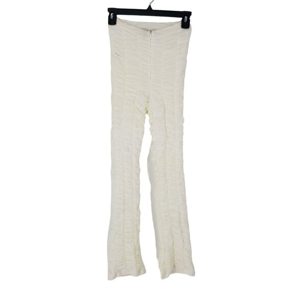 I.AM.GIA Ophelia White Ruched Ruffle Flare Pants Festival Fairycore Whimsigoth - Picture 9 of 11